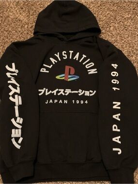 Sony Black PlayStation Japan 1994 Hoodie with Multicolor Logo